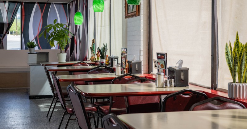 Interior, tables and chairs