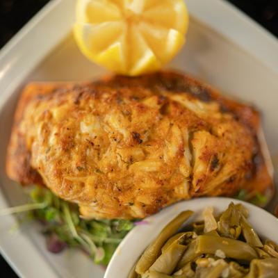 Stuffed crab cake.