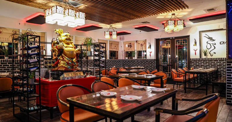 Interior, decorated dining area