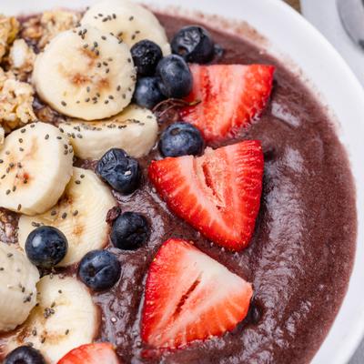 Closeup on an acai bowl.