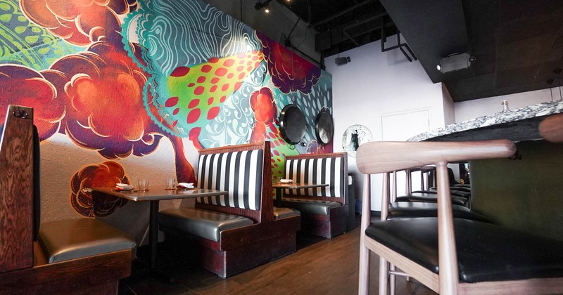 Interior, dining booths