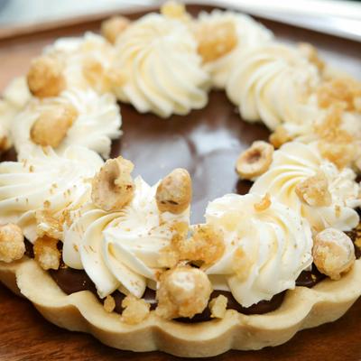 Salted Caramel Hazelnut Chocolate Tart.