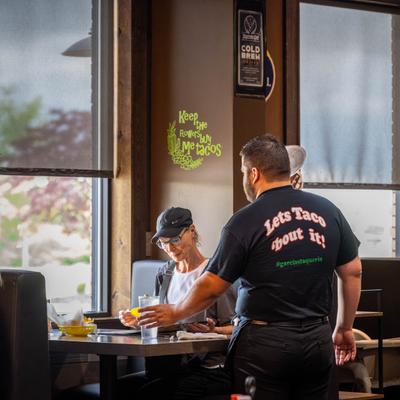 Server waiting on a guest.