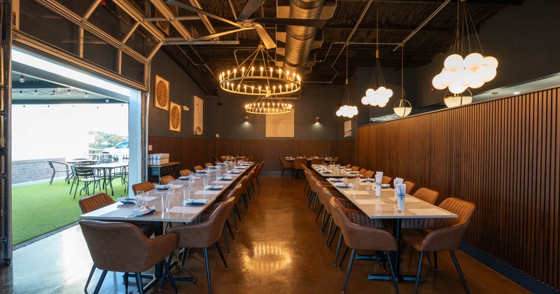 Dining tables ready for multiple people