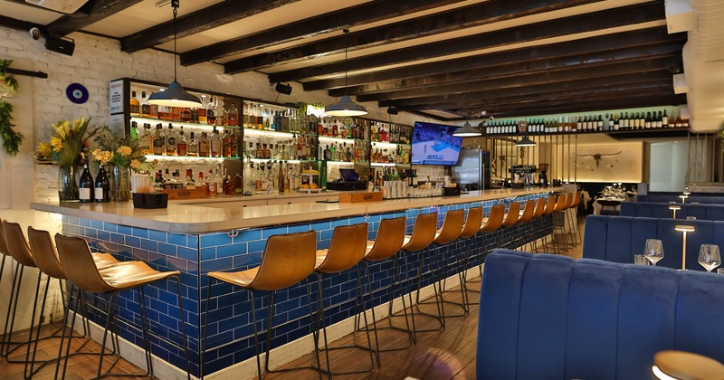 Interior, bar area bar and bar stools