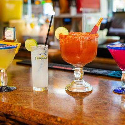 Variety of cocktails served on the bar.