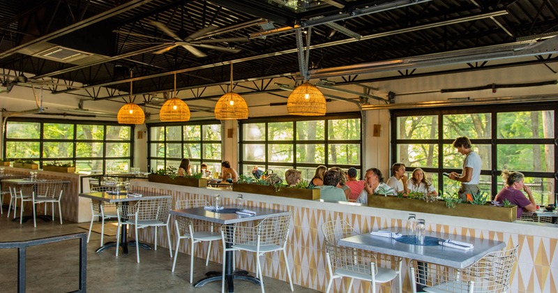 Exterior, table set for guests