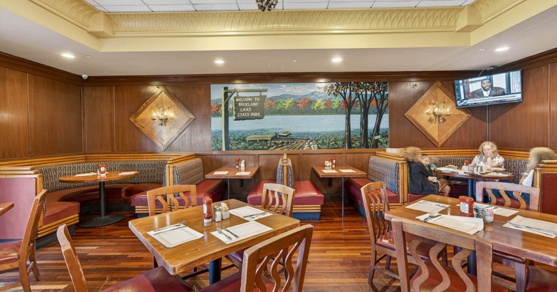 Interior, chairs, tables and restaurant booths