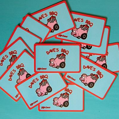 A pile of Dave's BBQ gift cards.