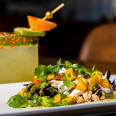 Chicken Taco and Mango Margarita.