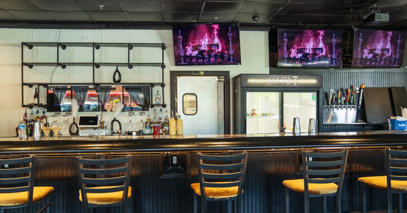 Interior, a bar with a bar stools