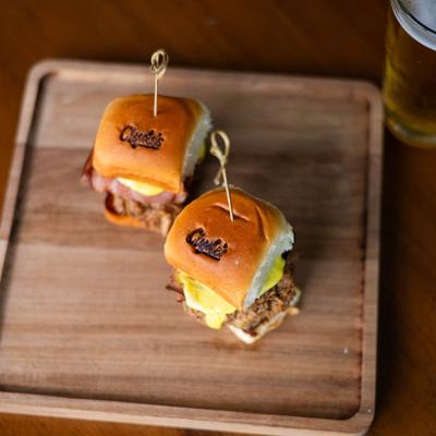 Pork sliders, top view.