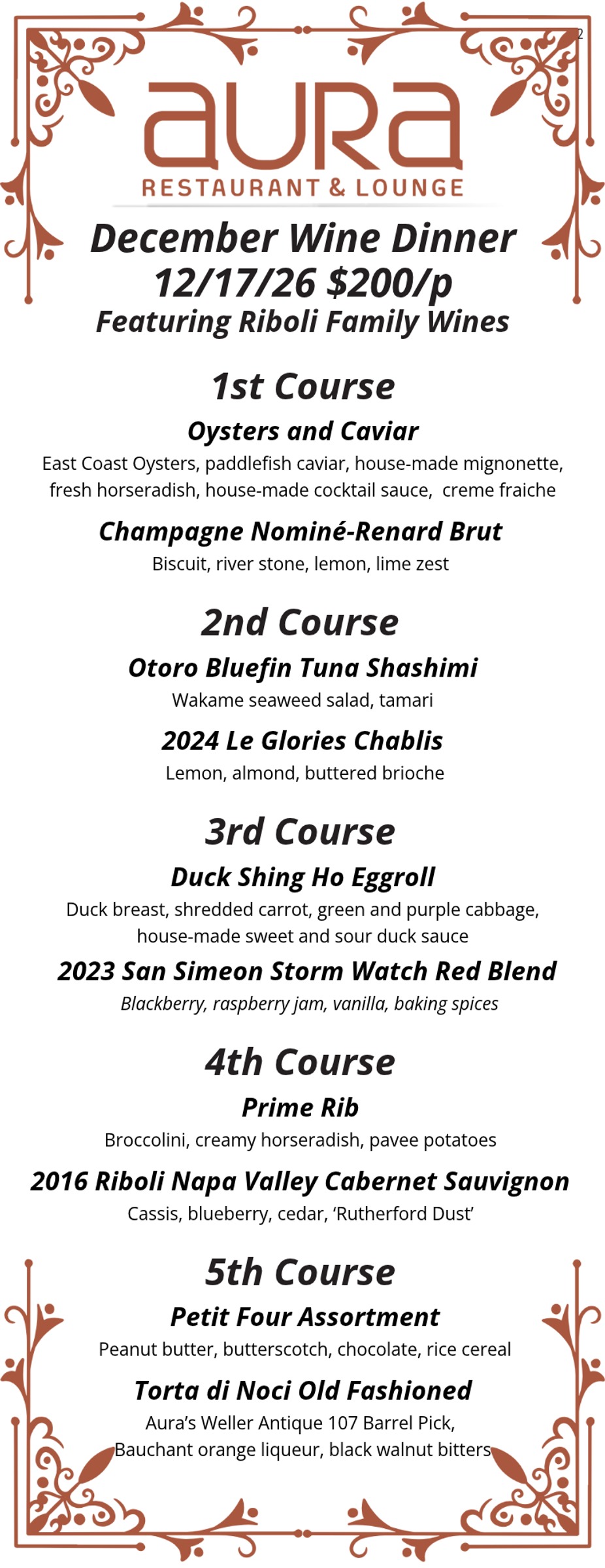 December Wine Dinner event photo