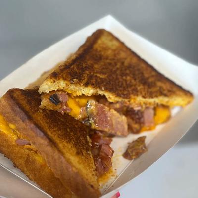 Grilled cheese sandwich with bacon.