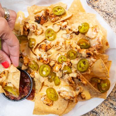 Blackened chicken nachos.