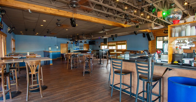 Interior space, seating area and bar