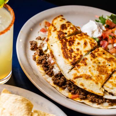 Quesadilla served on a plate.