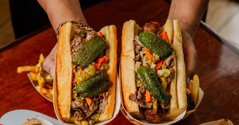 Italian Beef and Italian Sausage sandwiches