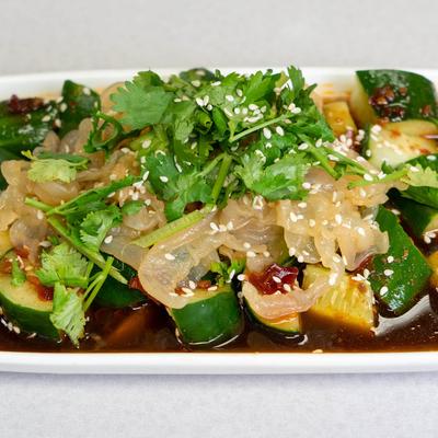 Cucumber salad with jellyfish.