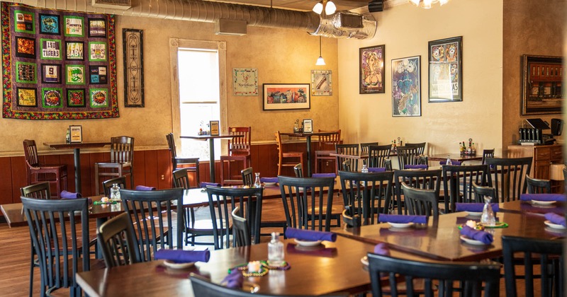 Interior, tables ready for guests
