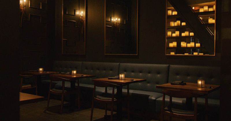 Interior, tables set and ready for guests