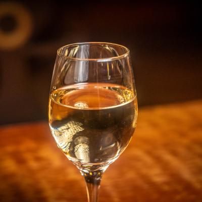 Glass of white wine.