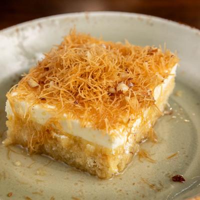 Kataifi - Greek Almond and Walnut Pastry in Syrup.