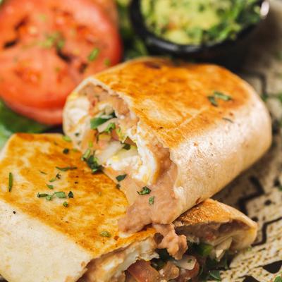 Breakfast Burrito, closeup.