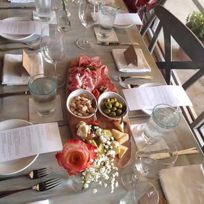 A Private Dining Table set with Antipasti.