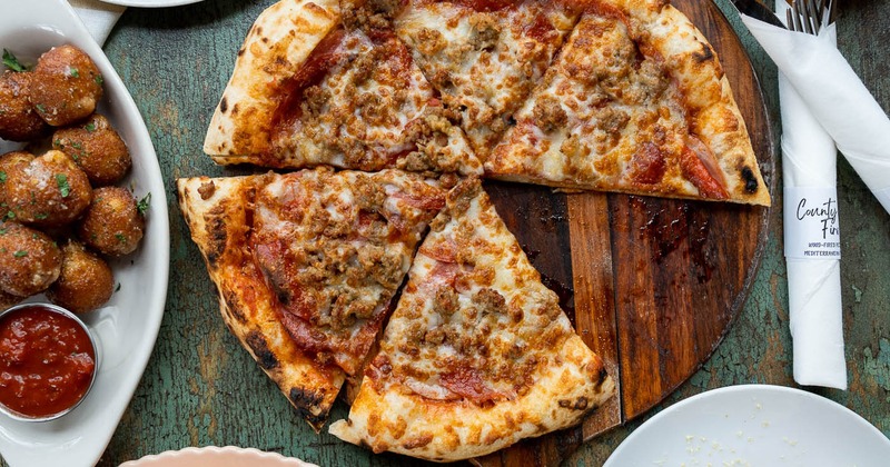 Meat pizza and cheese-stuffed gnocchi bites