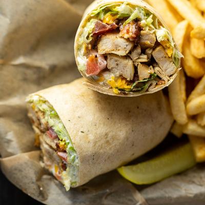 Chicken and bacon ranch wraps, top view
