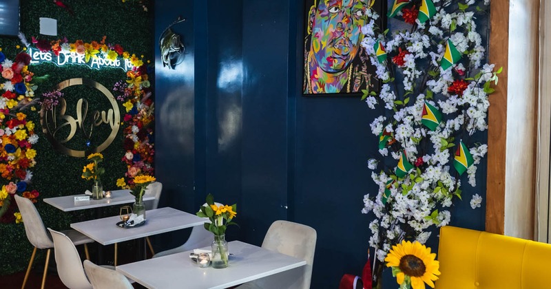 Interior, dining area with seated guests