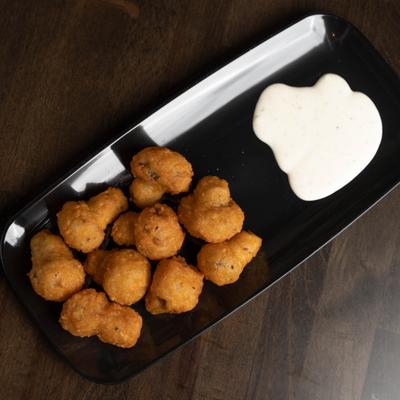 Fried mushrooms, top view.