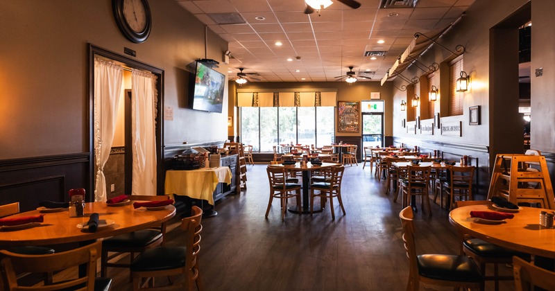 Interior dining area with tables and chairs