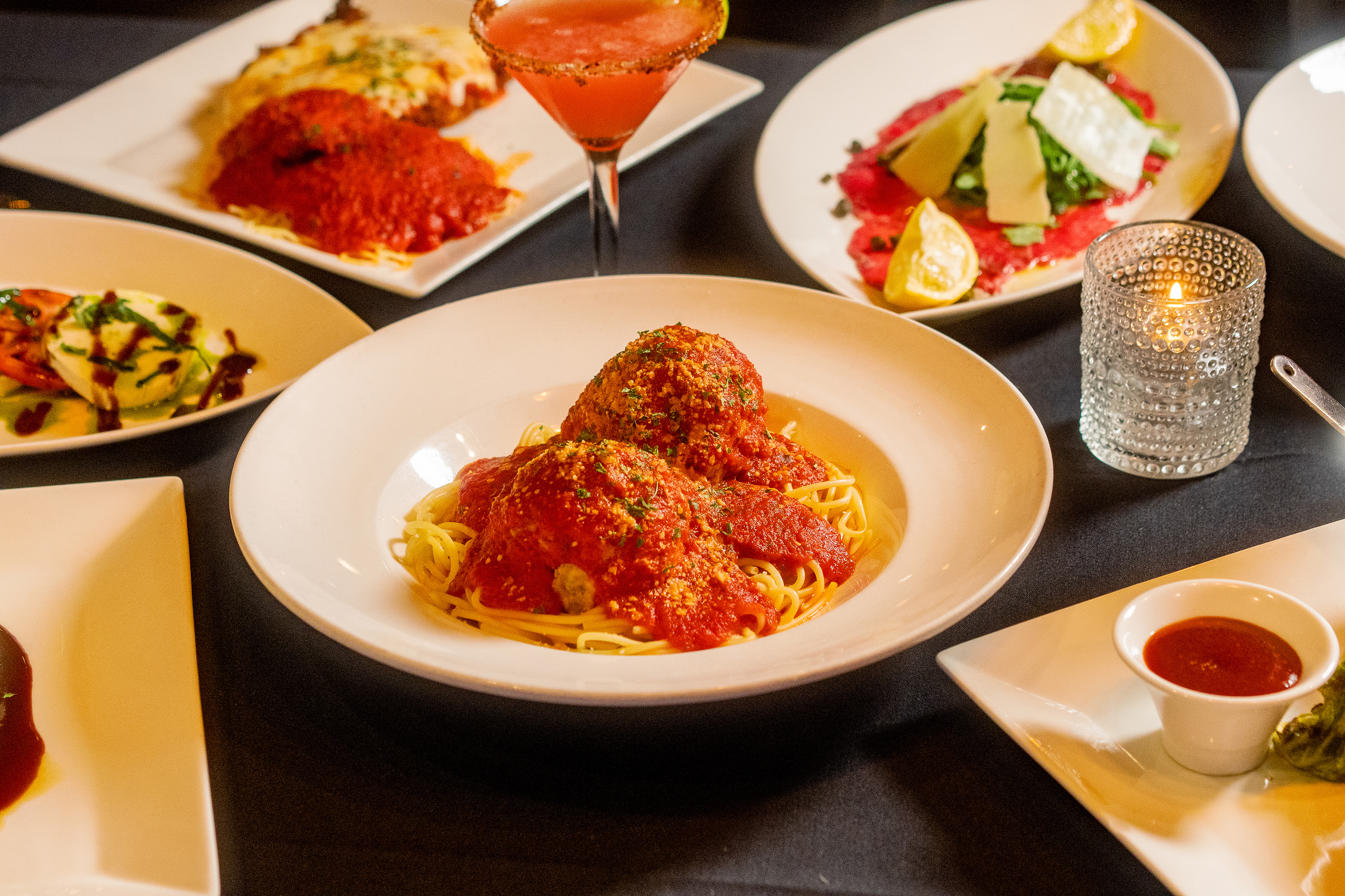 Plate of spaghetti and meatballs