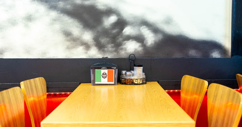 Interior, table and chairs in dining area