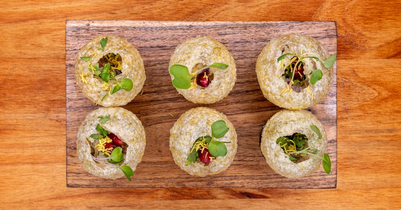 Mini appetizers on a serving board