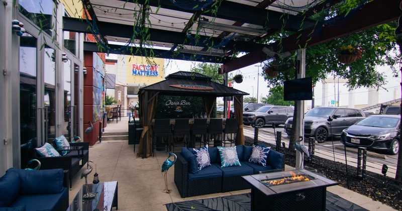 Exterior, tables, chairs and sofas