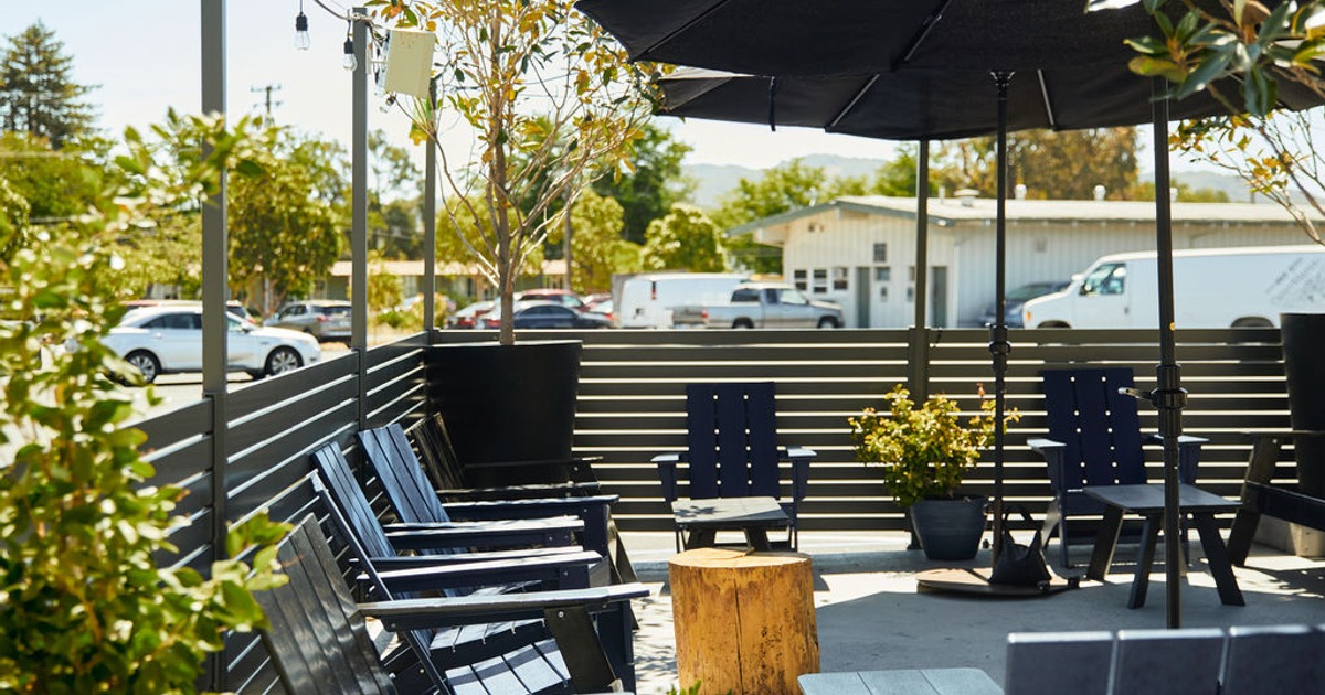 Fenced off patio, seating area