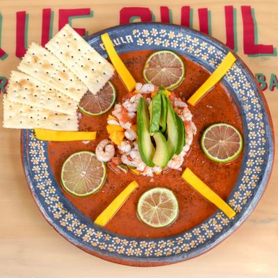 Ceviche, top view.