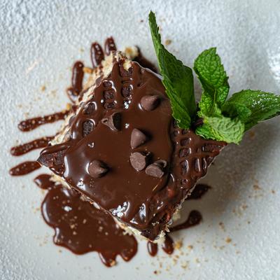 Tiramisu cake, top view.