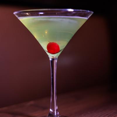 Green Apple Martini with a cherry.