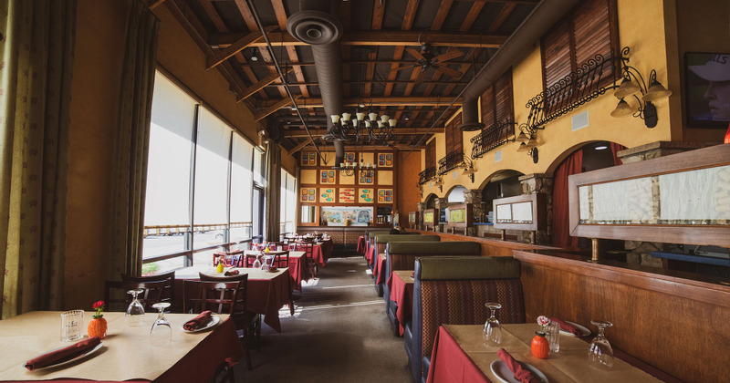 Interior, tables lined up
