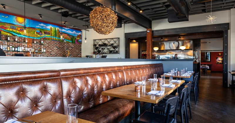 Interior dining space, tables ready for guests