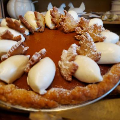 Pumpkin Pie, with Mascarpone Cream.