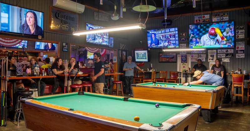 Interior, pool tables