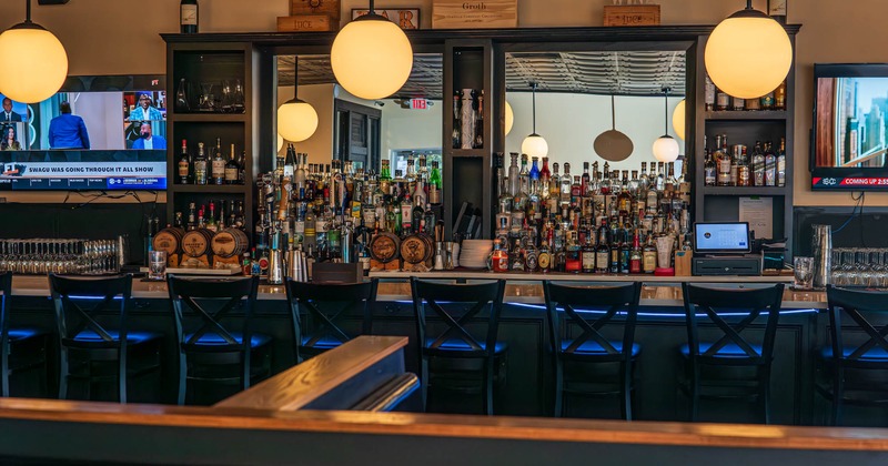 Interior, a bar with a bar stools