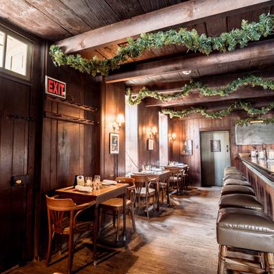 Interior, tables with chairs.