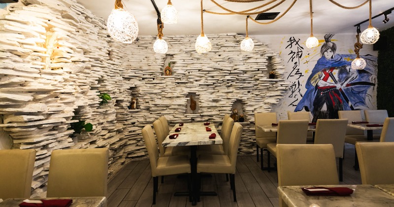 Interior, tables ready for guests