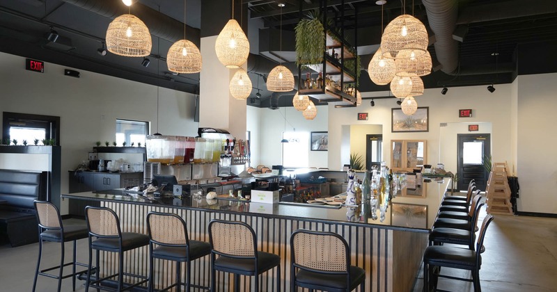 Interior, bar area with bar stools